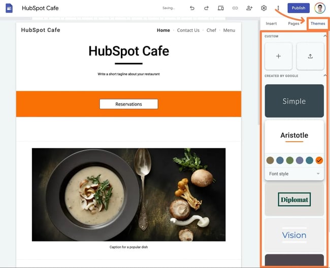 how to choose a different google sites theme on your site.